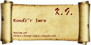 Kosár Imre névjegykártya